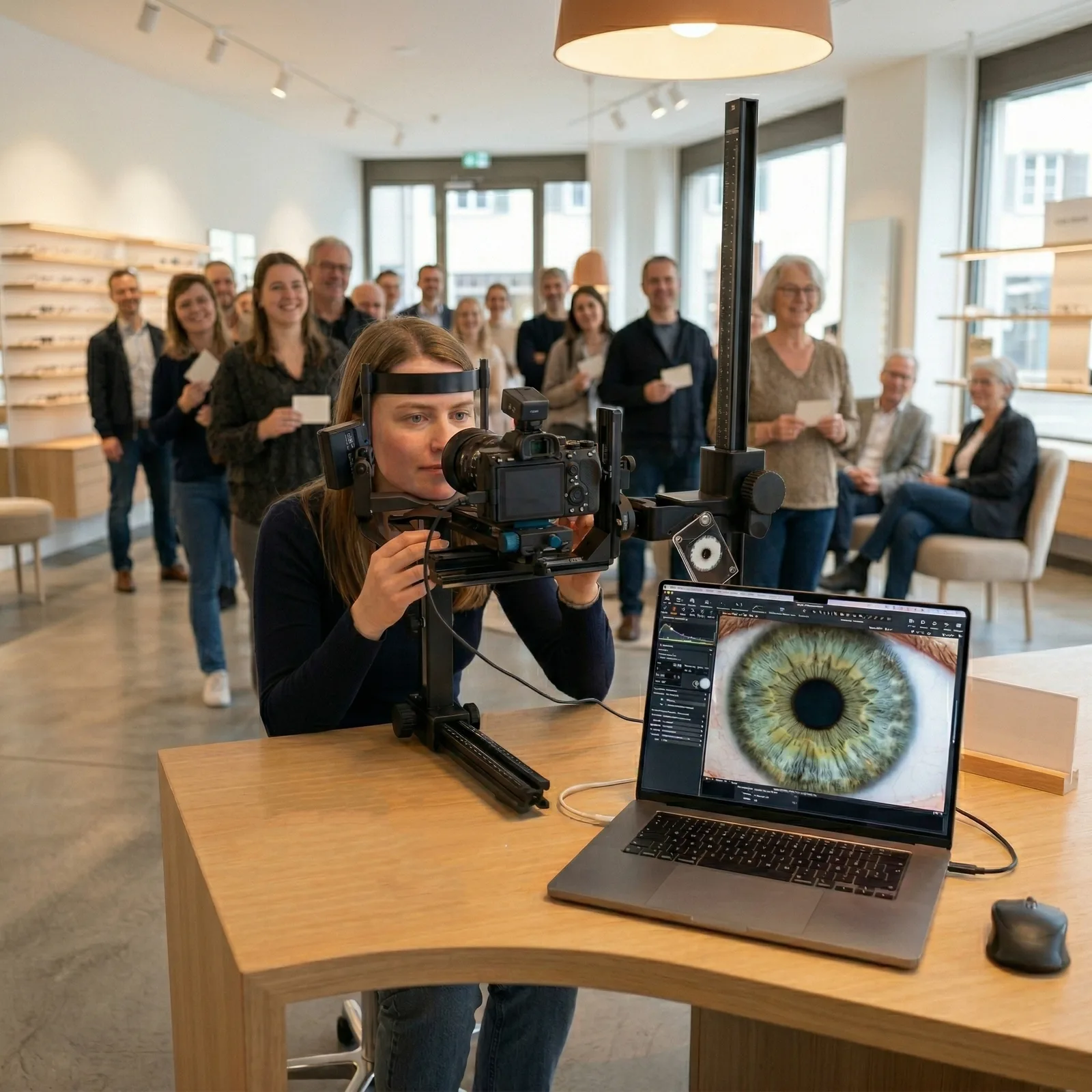 Iris-Foto-Event im Optikergeschäft