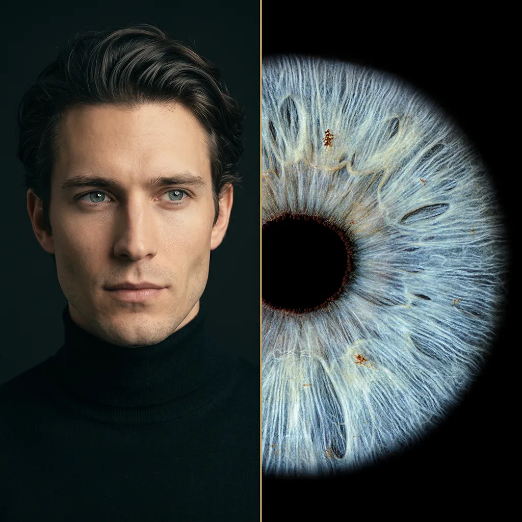 Mann mit blauer Iris