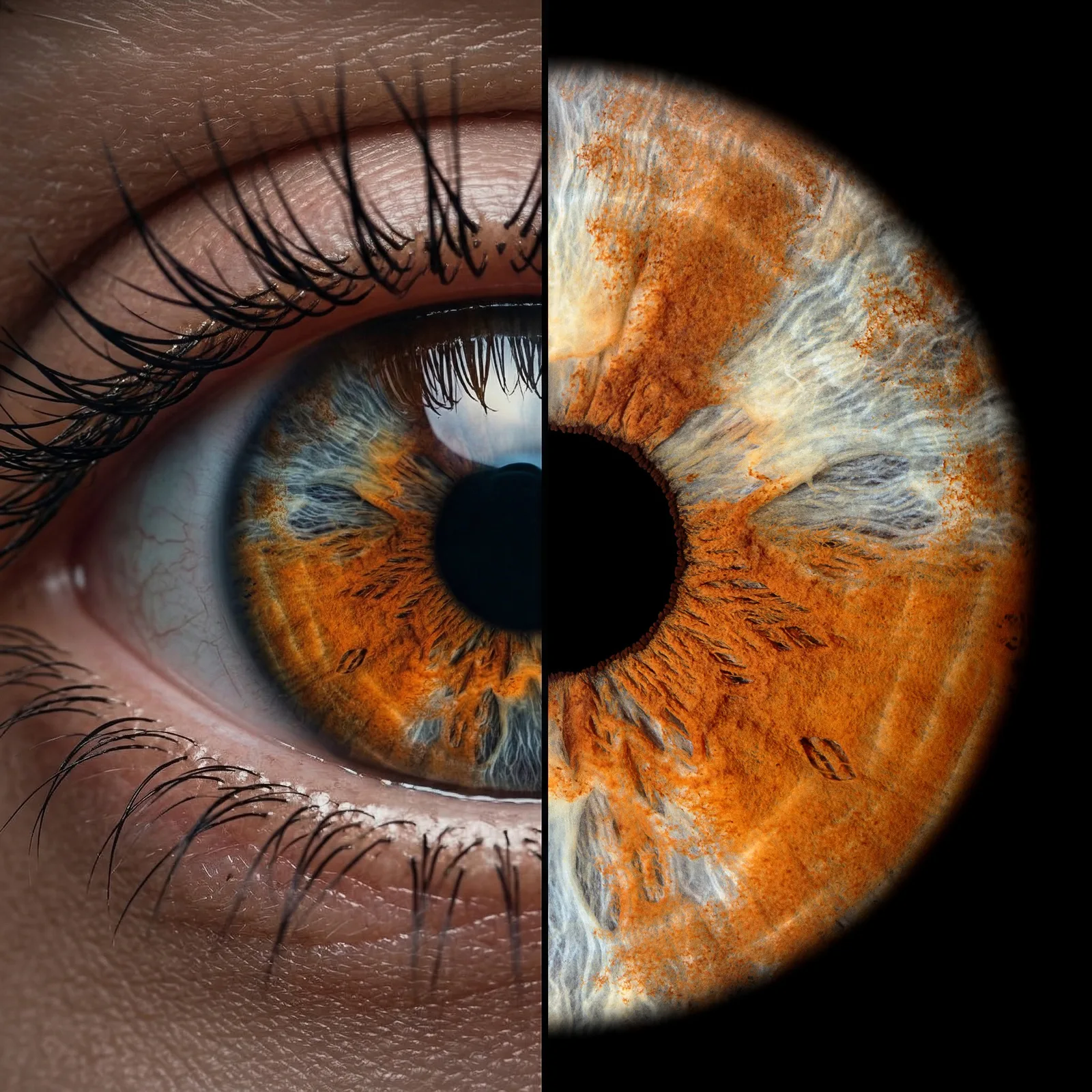Iris-Fotografie: Auge und Makroaufnahme im Vergleich